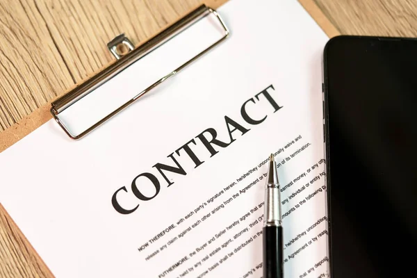 Pen Smartphone Signature Contract Paperwork Background — Stock Photo, Image