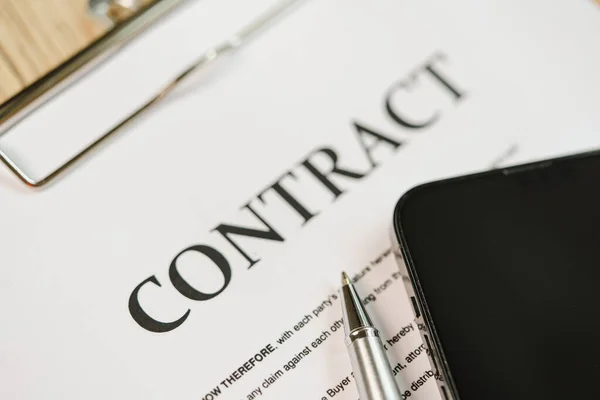 Pen Smartphone Signature Contract Paperwork Background — Stock Photo, Image