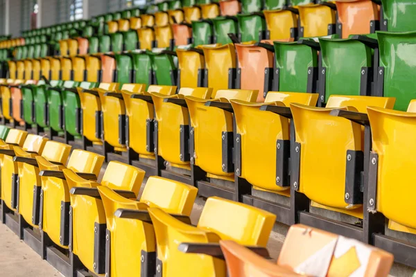 Assentos Vazios Plástico Estádio Futebol Arena — Fotografia de Stock
