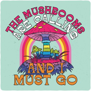 Mantar resimli tişört ya da poster tasarımı