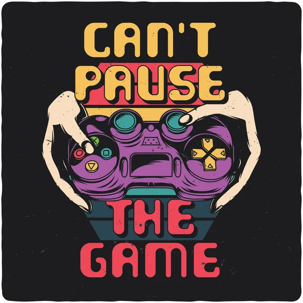 Shirt Poster Con Illustrazione Del Gamepad Mano — Vettoriale Stock