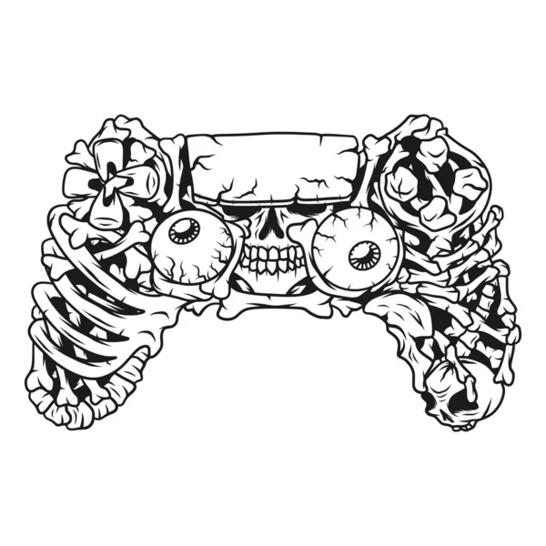 Csontgamepad Izolált Illusztrációja — Stock Vector