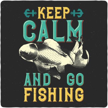 T-shirt or poster design with illustration of fish