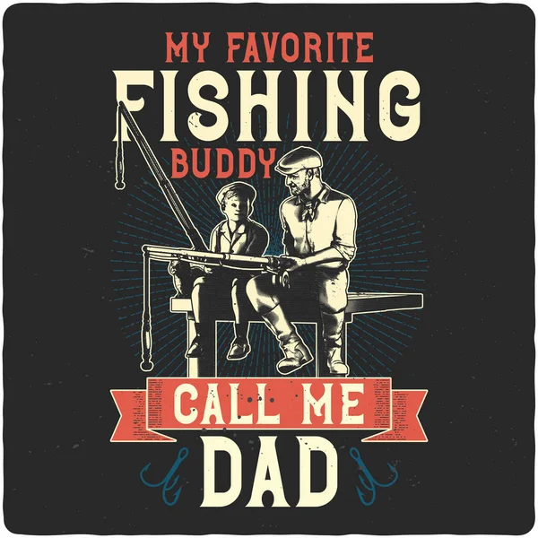 Shirt Poster Design Illustration Father Fisherman Son — Stockvektor