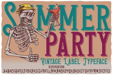 Original label font named Summer Party. Vintage typeface for any your design like posters, t-shirts, logo, labels etc.