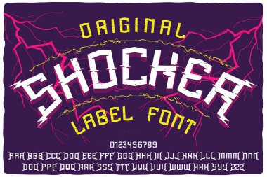 Original label font named Shocker. Original typeface for any your design like posters, t-shirts, logo, labels etc.