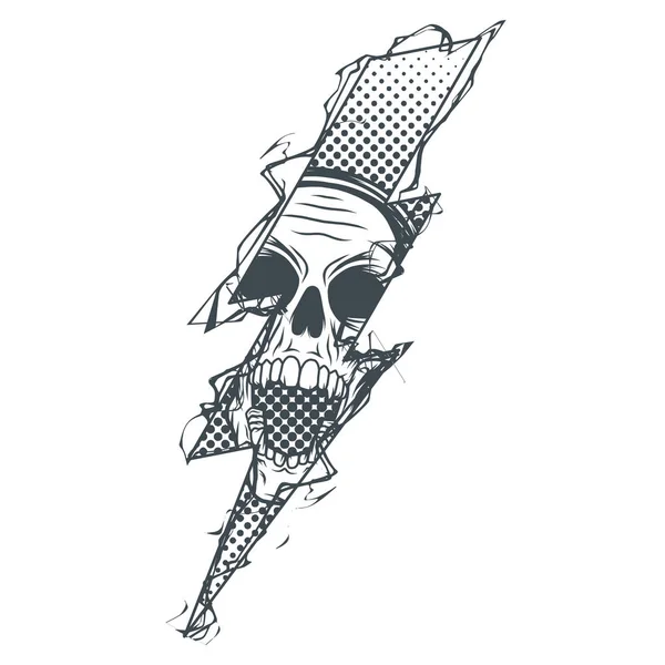 Isolated Illustration Lightining Skull — Stock Vector