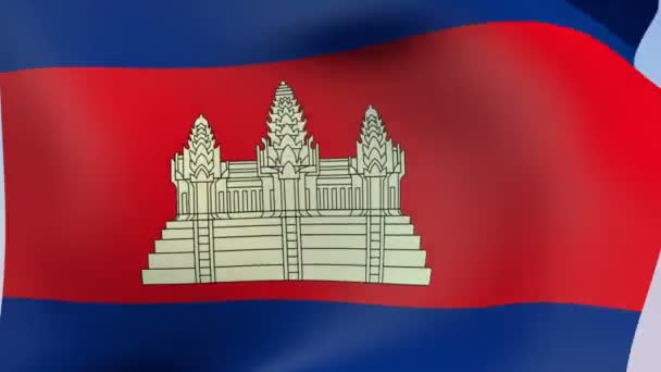 柬埔寨王国的旗帜 — 图库视频影像