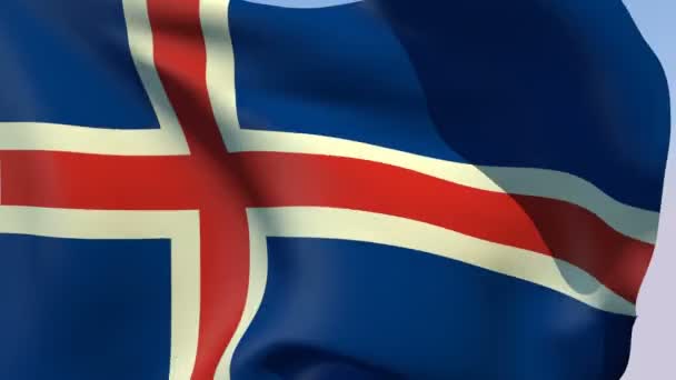 Bandera de Islandia — Vídeo de stock