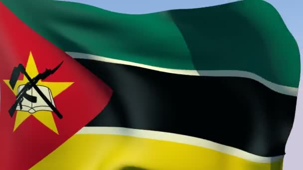 Vlajka Mosambiku — Stock video