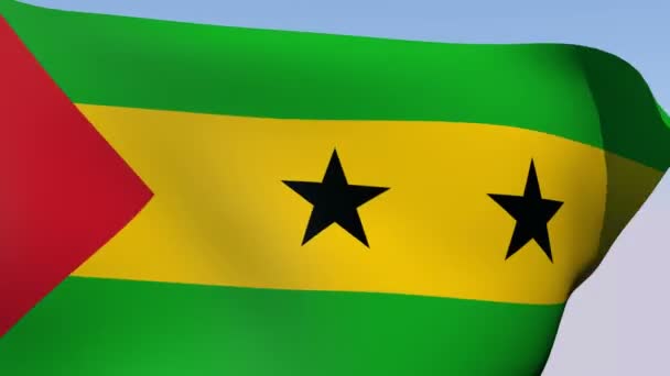 Bandeira de São Tomé e Príncipe República Democrática — Vídeo de Stock