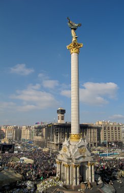 Stele of Independence in Euromaydan, Kiev, Ukraine. clipart