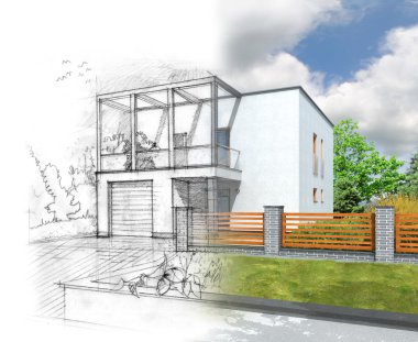 House construction concept vizualization clipart