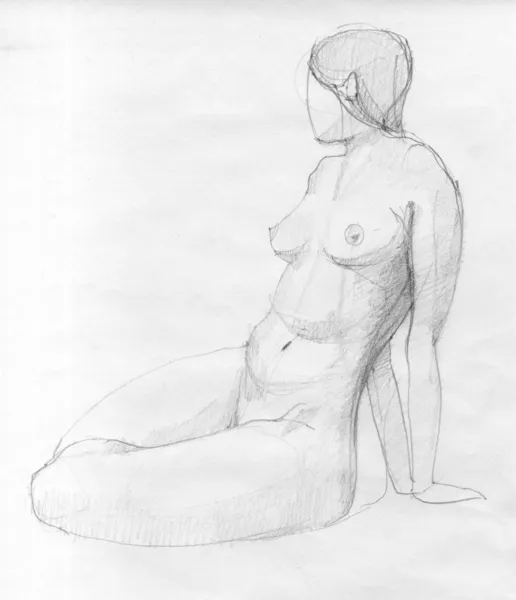 Sitting woman figure sketch