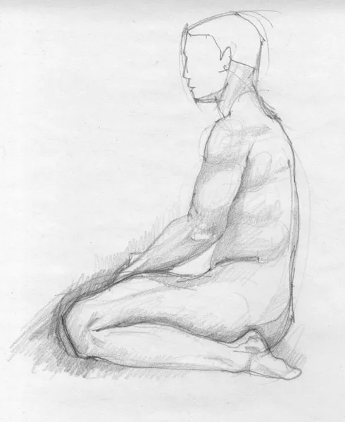 Men sitting figure sketch — Stock Photo, Image