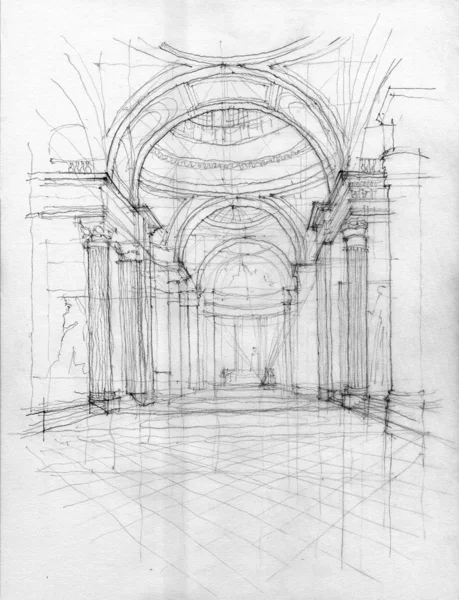 Dessin au crayon du Panthéon — Photo