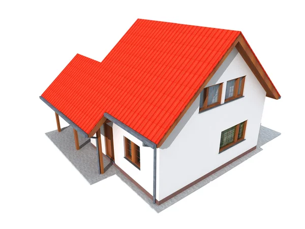 Huis rendering met rode dak — Stockfoto