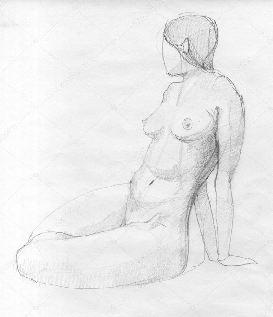 Sitting woman figure sketch