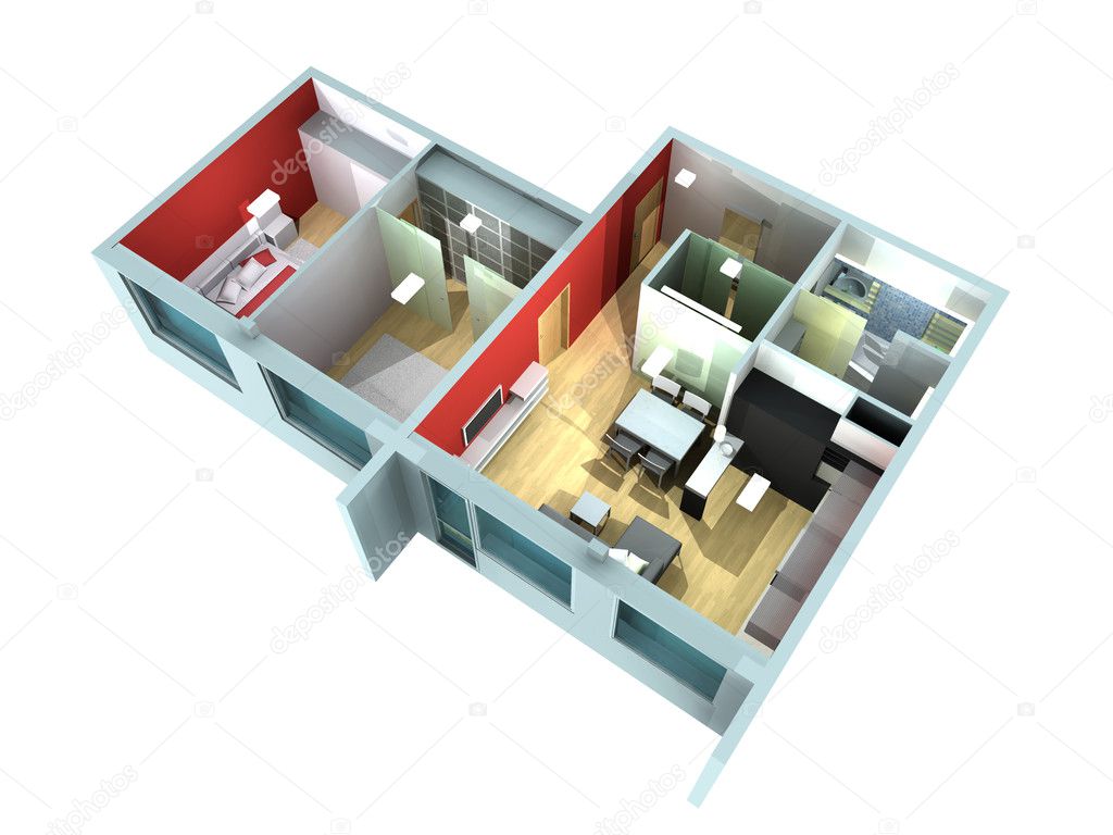 Apartment interior in rendering