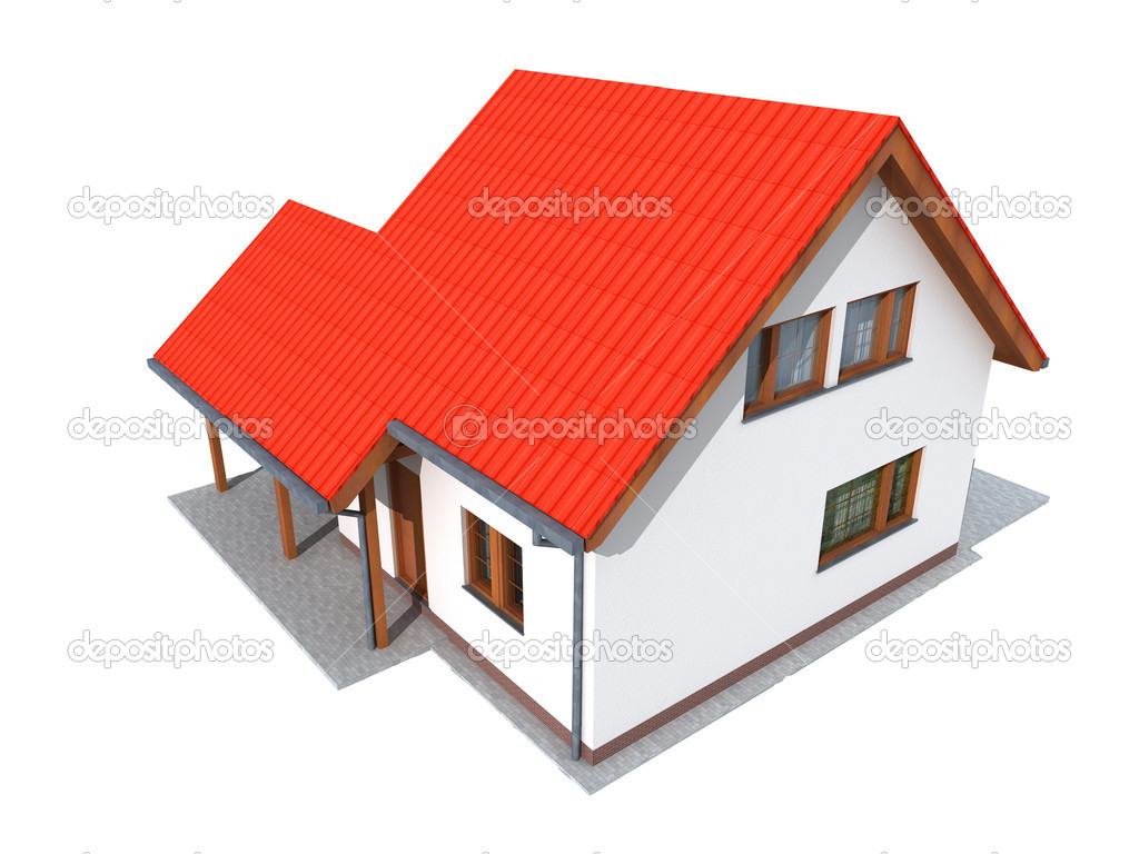 House rendering with red roof