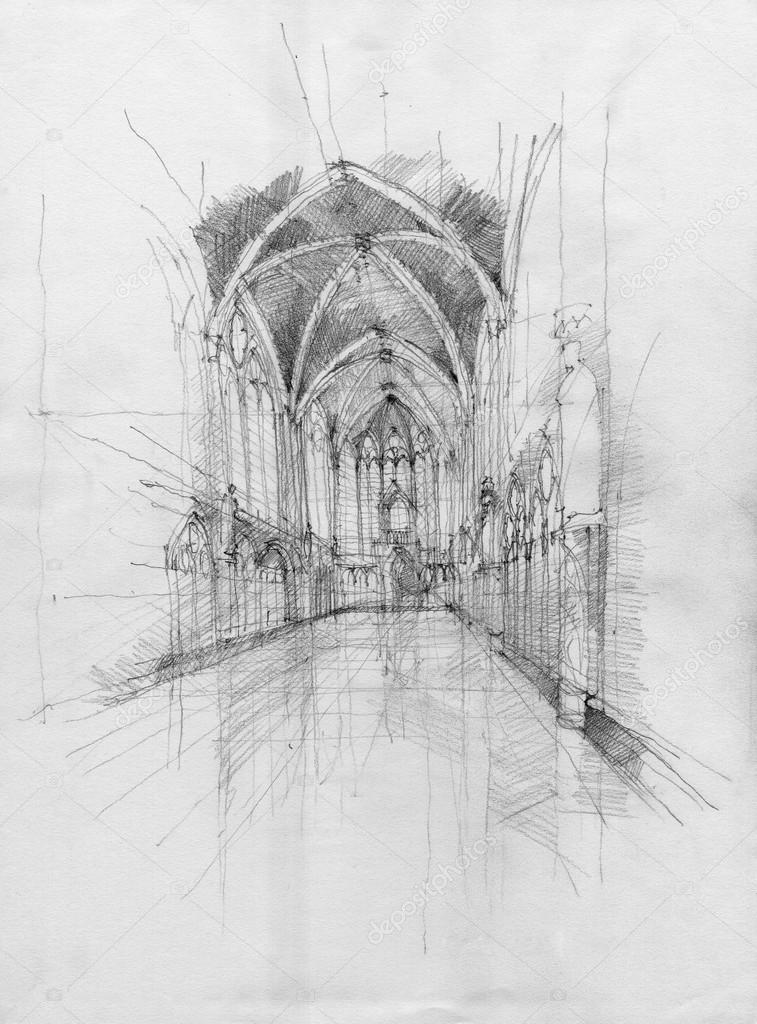 Crayon drawing of Saint Chapelle