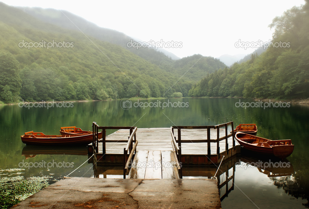 Boats on the calm lake