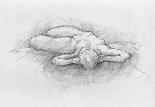 Charcoal hand sketch of a woman body — Stock Photo, Image