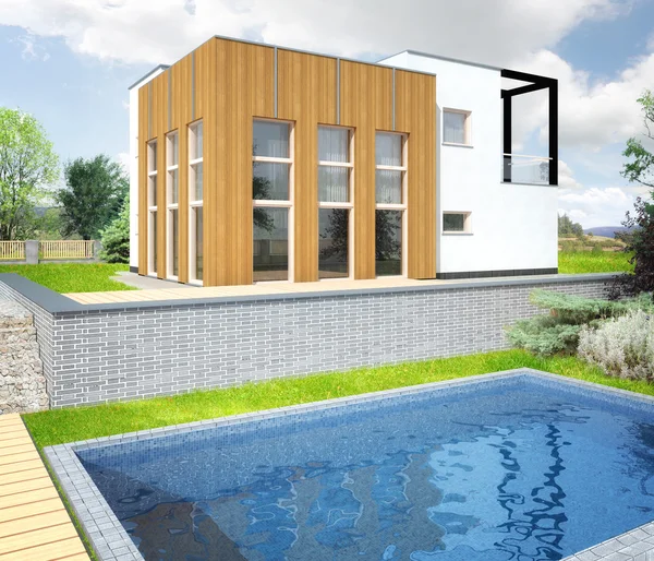 Visualización de una nueva casa moderna — Foto de Stock