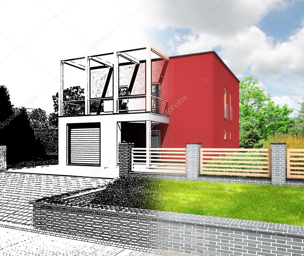 Architectural visualization, implementation of house design