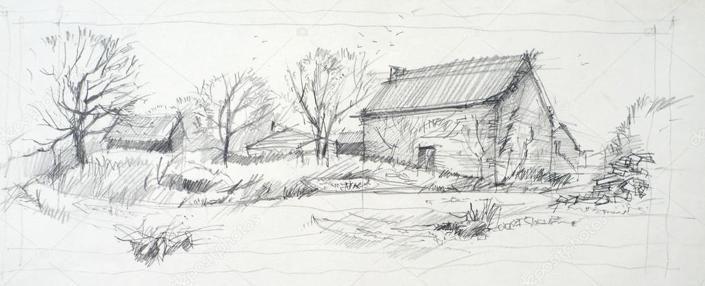 Sketch of an old barn