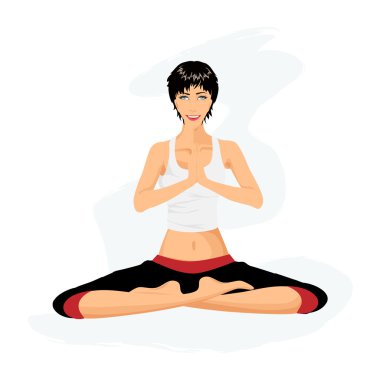 Güzel kadın pratik Yoga lotus duruş (Padmasana içinde)