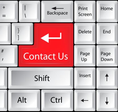 Computer Keyboard with Key Contact Us clipart
