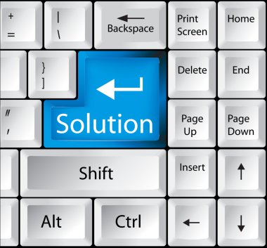 Computer Keyboard with Solution Key clipart