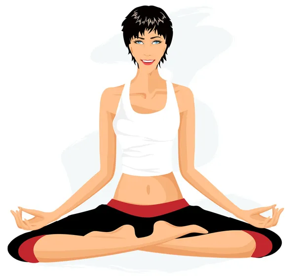 Bella donna che pratica yoga in posizione di loto (Padmasana ) — Vettoriale Stock