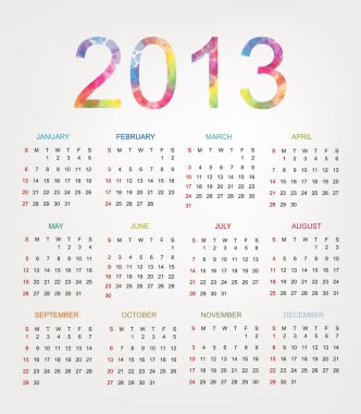 yıl 2013 için takvim