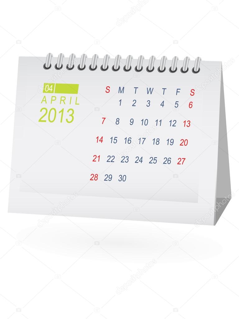 April 2013 Desk Calendar Vector