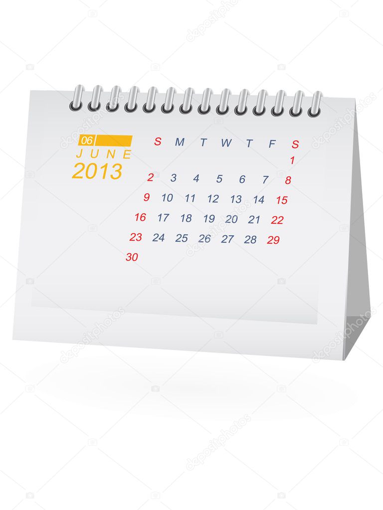 June 2013 Desk Calendar Vector