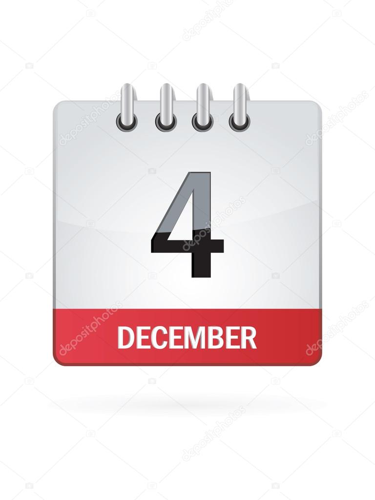 Fourth In December Calendar Icon On White Background