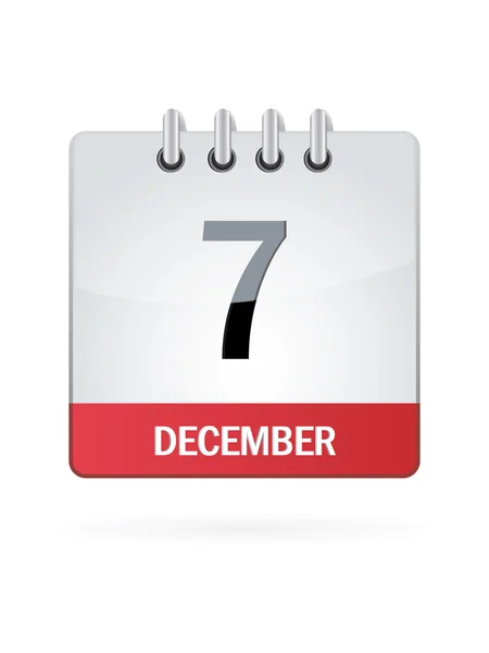 Siebter im Dezember Kalendersymbol auf weißem Hintergrund — Stockvektor