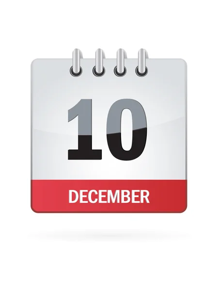 Десятый в декабре значок календаря на белом фоне — стоковый вектор