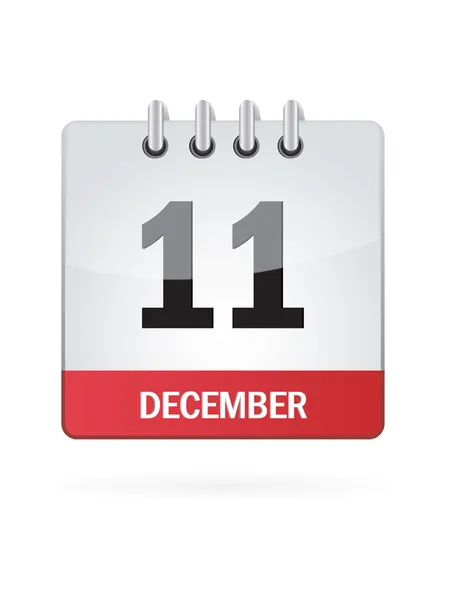 在 12 月的日历图标在白色背景上的第十一届 — 图库矢量图片