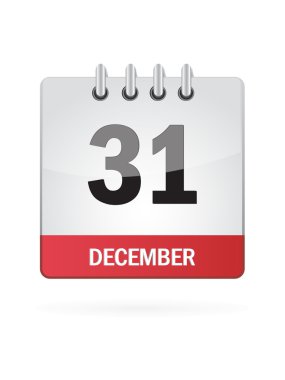 Otuzuncu bir Aralık takvim simgesi beyaz zemin üzerine