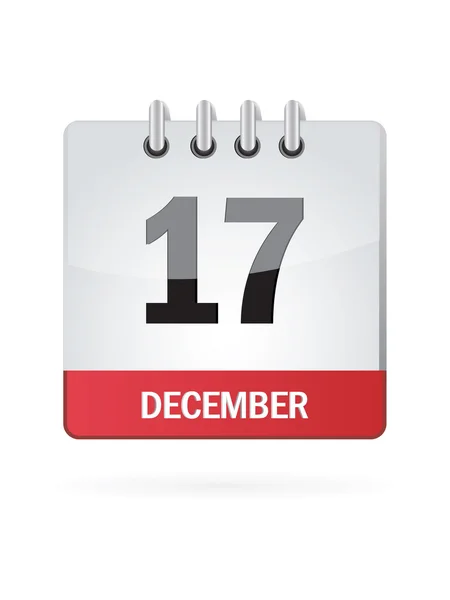 Seventeenth In December Calendar Icon On White Background — Stock Vector