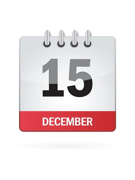 Quindicesimo nel mese di dicembre Calendario Icona su sfondo bianco — Vettoriale Stock