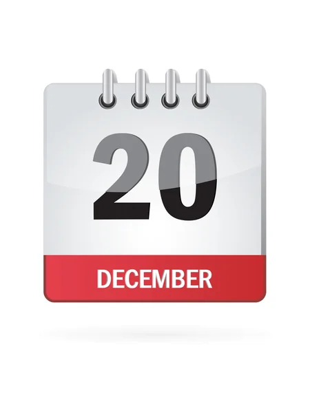 Veinte en diciembre Calendario icono sobre fondo blanco — Vector de stock