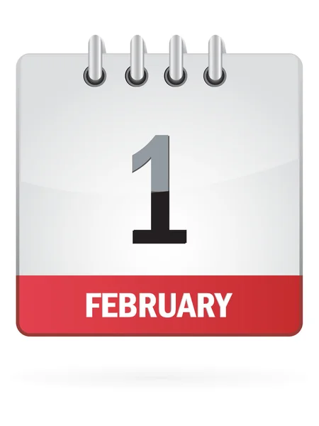 Uno nel calendario di febbraio Icona su sfondo bianco — Vettoriale Stock