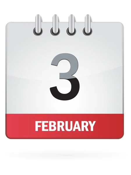 Troisième en Février calendrier icône sur fond blanc — Image vectorielle