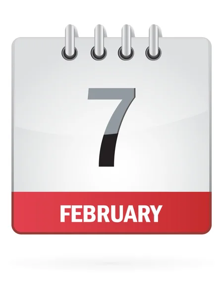 Sjunde i februari kalenderikonen på vit bakgrund — Stock vektor