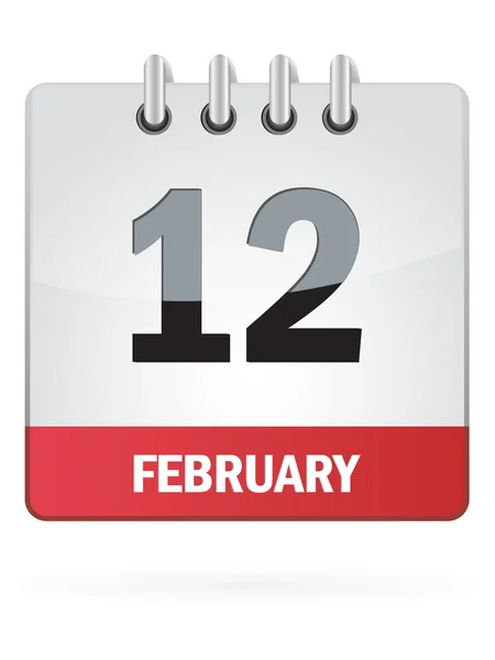 Duodécimo en febrero icono del calendario sobre fondo blanco — Vector de stock