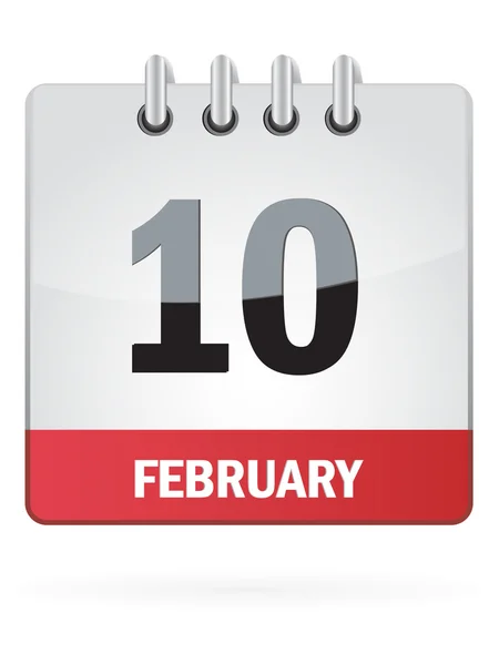 在 2 月的日历图标在白色背景上的第十届 — 图库矢量图片